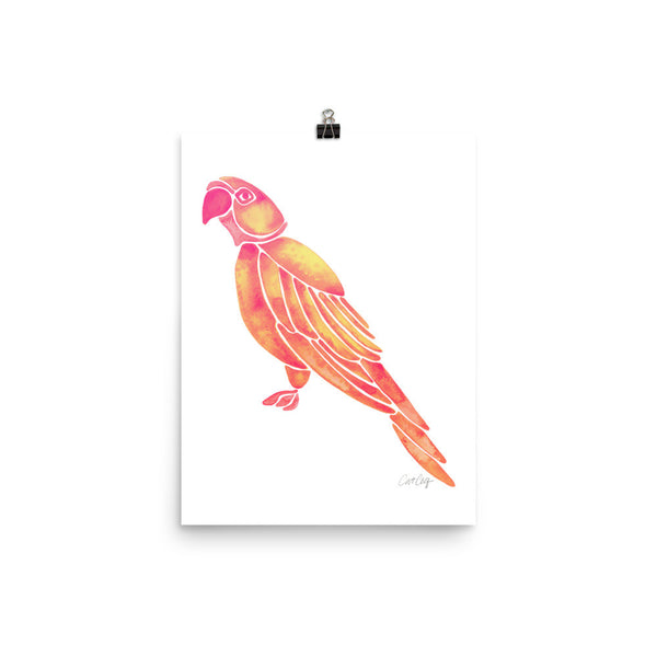 Perched Parrot – Pink Ombré Palette • Art Print