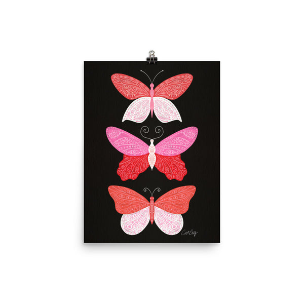 Tattooed Butterflies – Charcoal & Pink