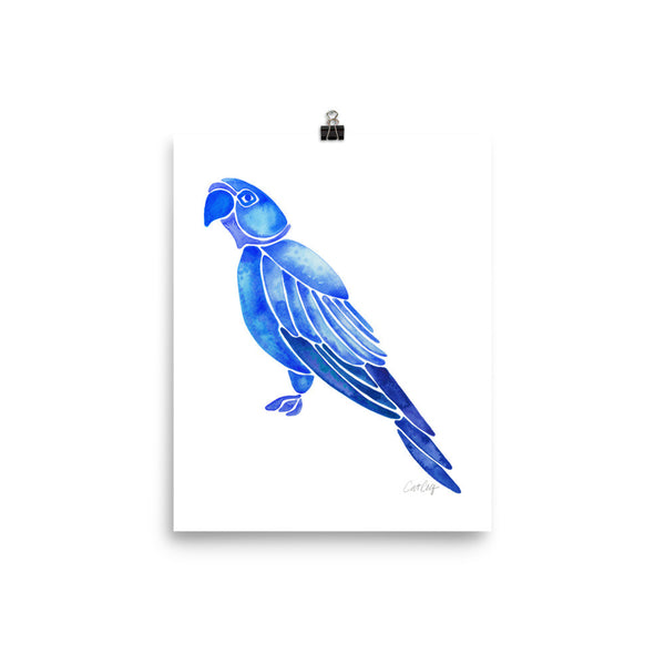 Perched Parrot – Navy Palette • Art Print