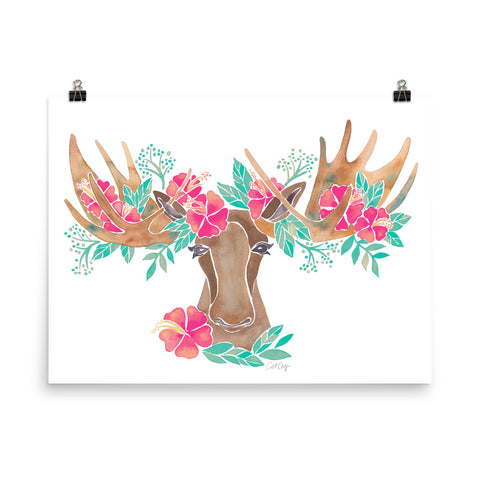 Floral Moose – Mint & Pink