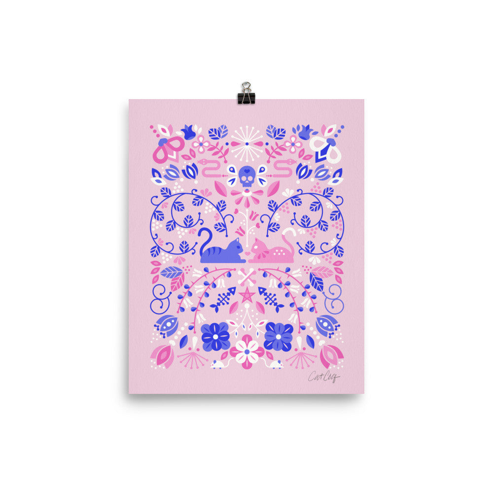 Kitten Lovers – Pink & Indigo Palette • Art Print
