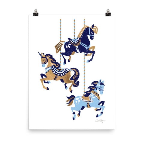 Carousel Horses - Copper Blue