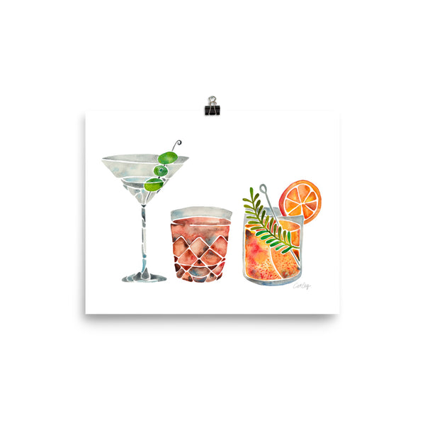 Classic Cocktails  – 1960s Watercolor Lineup • Art Print