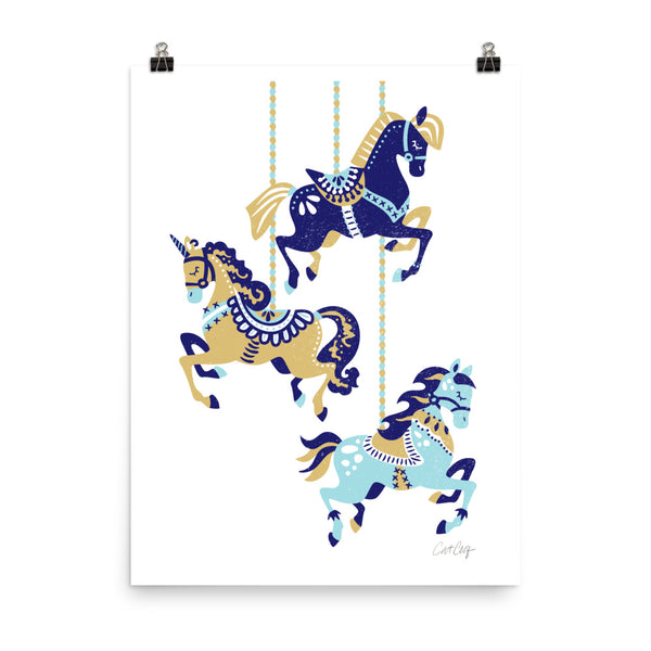 Carousel Horses - Navy Suede