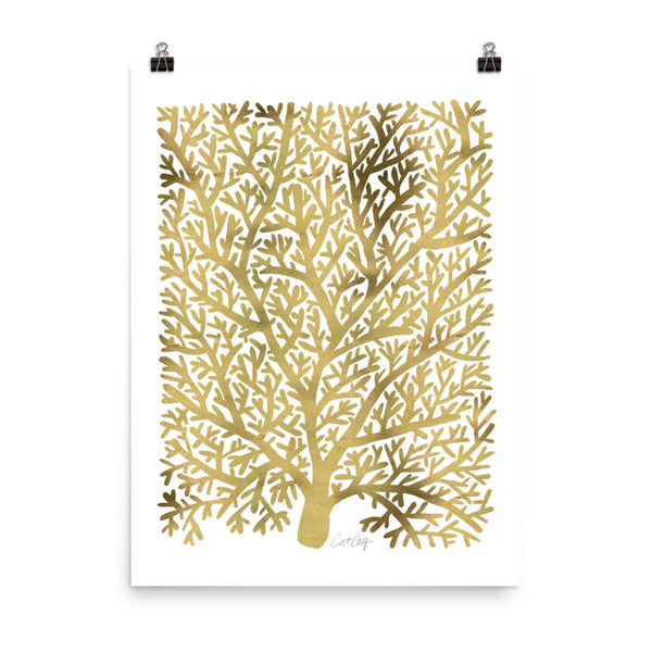 Fan Coral – Gold Palette • Art Print