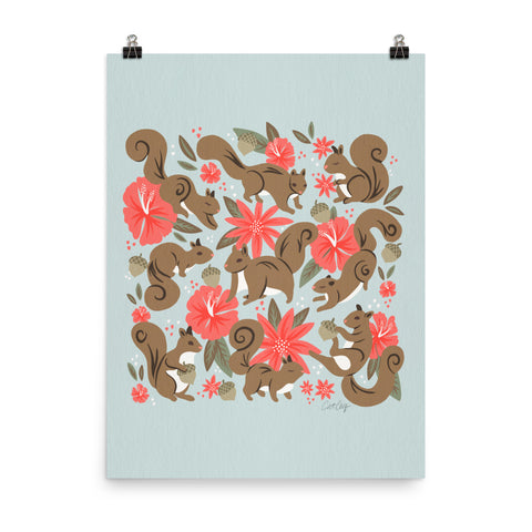 Squirrels & Blooms – Russet & Coral