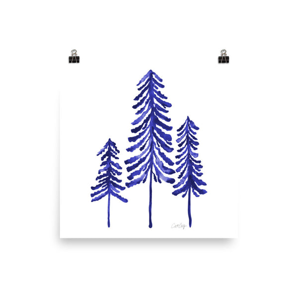 Pine Trees – Navy Palette • Art Print