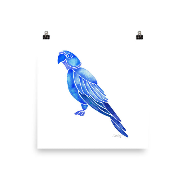 Perched Parrot – Navy Palette • Art Print