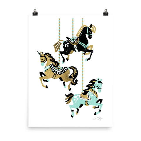 Carousel Horses - Mint Gold