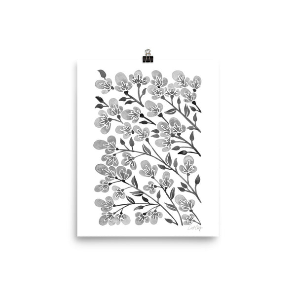 Cherry Blossoms – Grey Palette • Art Print