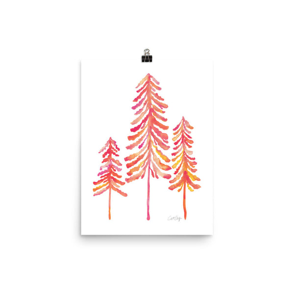 Pine Trees – Pink Ombré Palette • Art Print