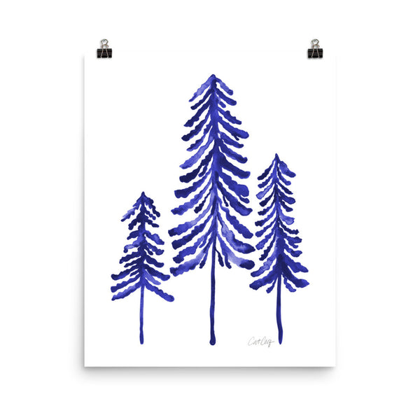 Pine Trees – Navy Palette • Art Print