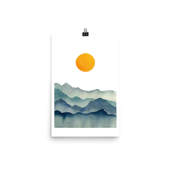 Mountain Range Silhouette – Blue & Yellow
