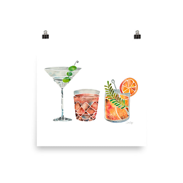 Classic Cocktails  – 1960s Watercolor Lineup • Art Print