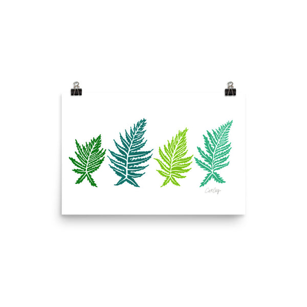 Inked Ferns – Green Ombré Ink • Art Print