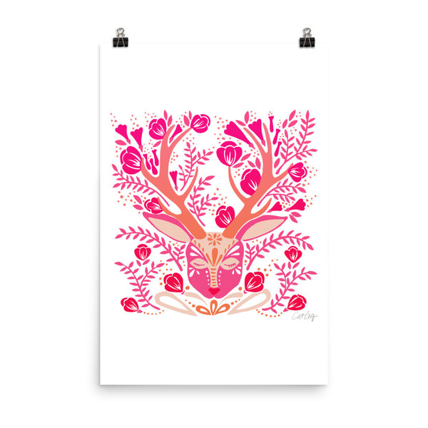 Floral Antlers – Pink Palette • Art Print