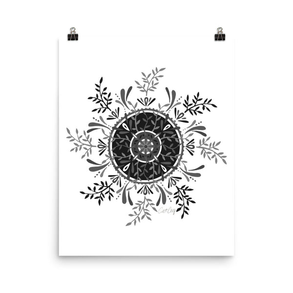 Leaf Mandala – Black Palette • Art Print