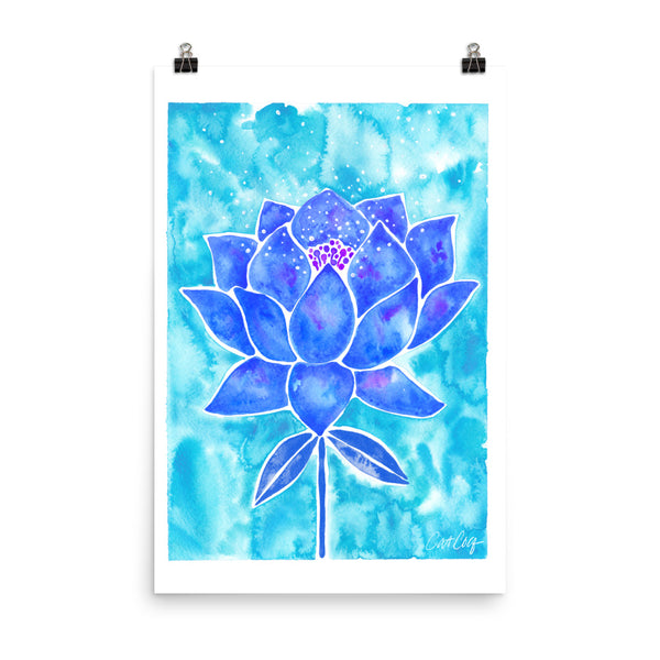 Lotus Blossom - Blue Background
