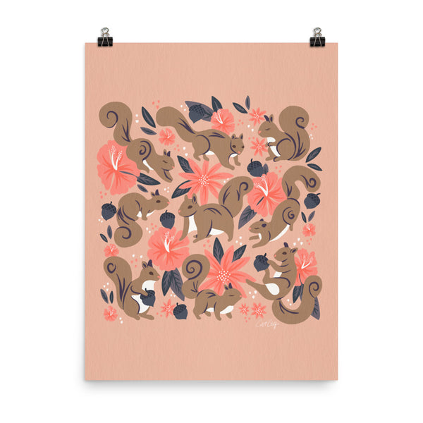 Squirrels & Blooms – Peach & Tan