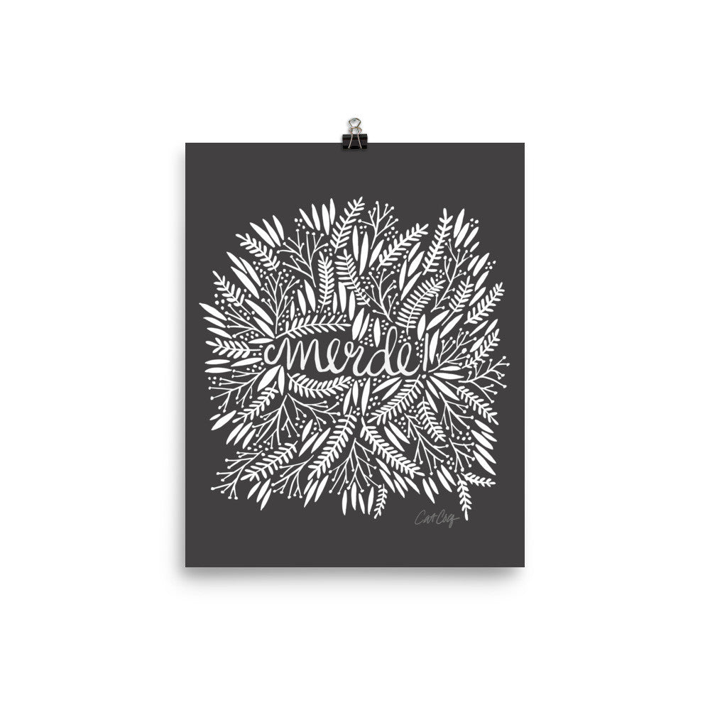 Merde – White Fronds on Black • Art Print