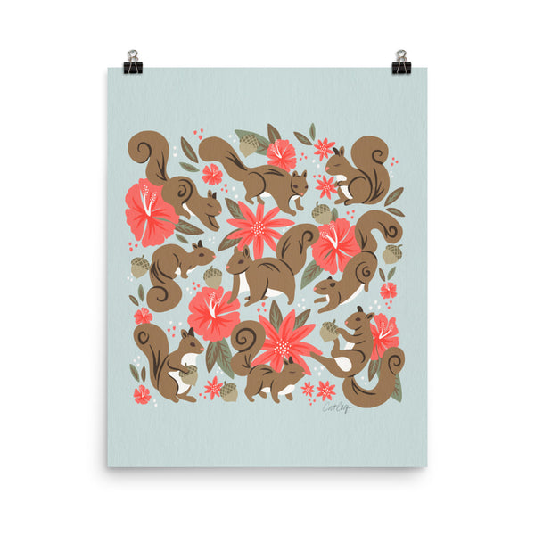 Squirrels & Blooms – Russet & Coral