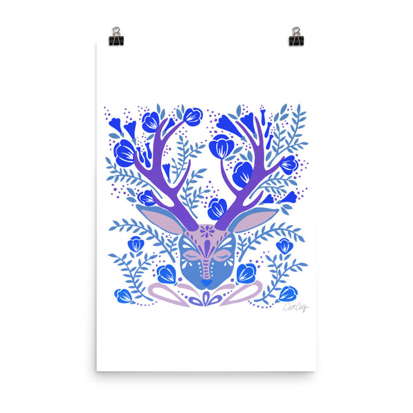 Floral Antlers – Blue Palette • Art Print
