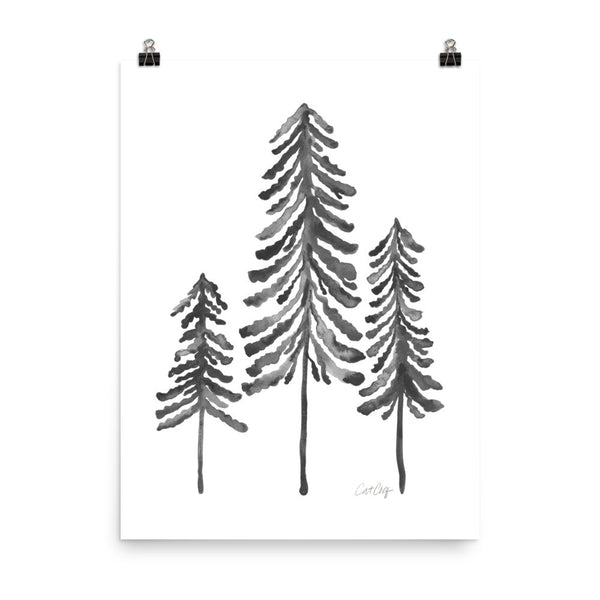 Pine Trees – Black Palette • Art Print