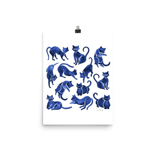 Cat Positions – Navy Palette • Art Print
