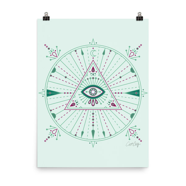 All-Seeing Eye Mandala – Mint Palette • Art Print