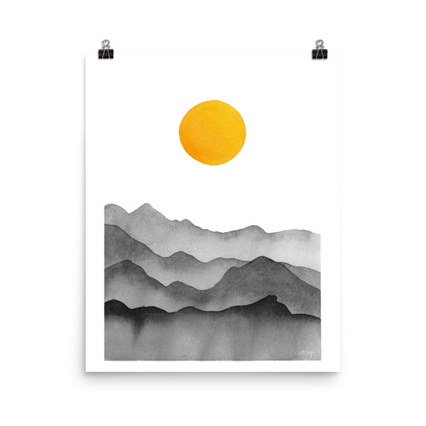 Mountain Range Silhouette – Black & Yellow