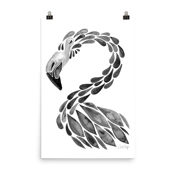 Flamingo Cameo – Black Palette • Art Print