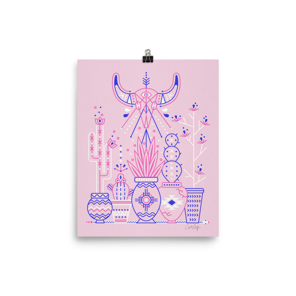 Santa Fe Garden – Pink & Periwinkle Palette  •  Art Print
