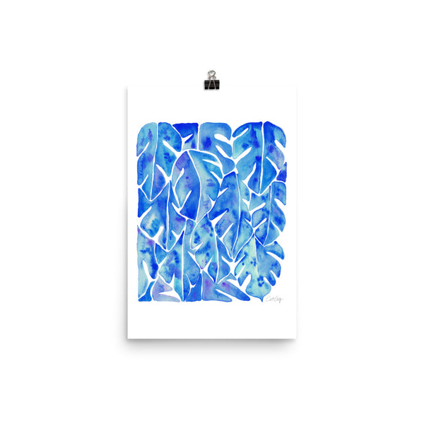 Split Leaf Philodendron – Blue Palette • Art Print