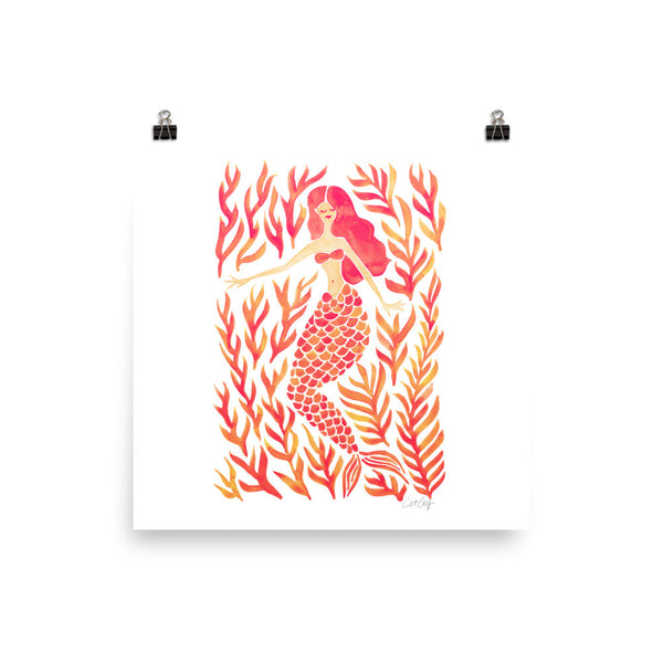 Kelp Forest Mermaid – Peach Palette • Art Print