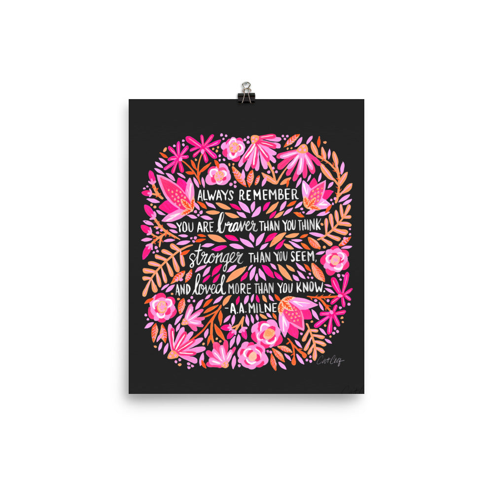 Always Remember – Pink on Charcoal • Art Print
