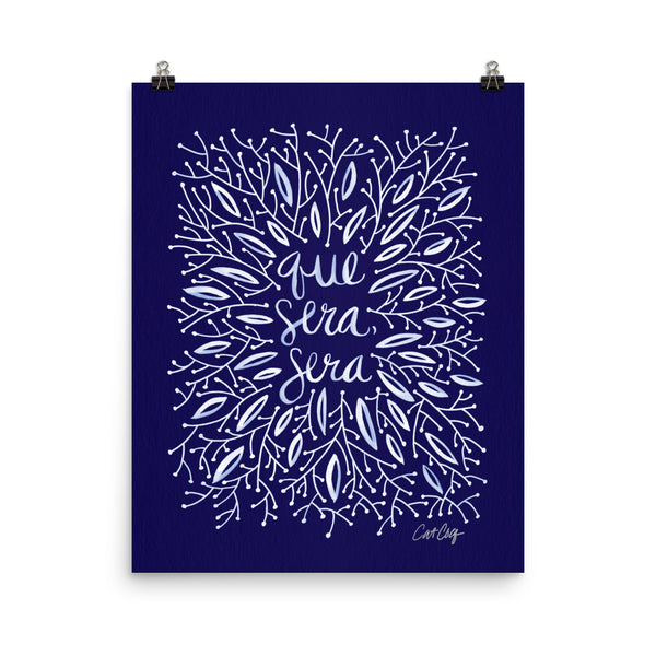 Whatever Will Be, Will Be – Illustrated White Ink on Navy • Art Print