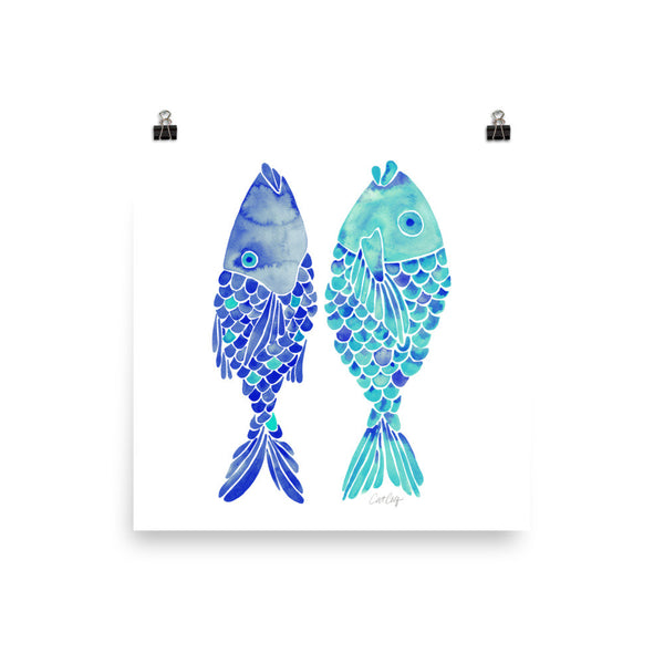 Indonesian Fish – Navy & Turquoise Palette • Art Print
