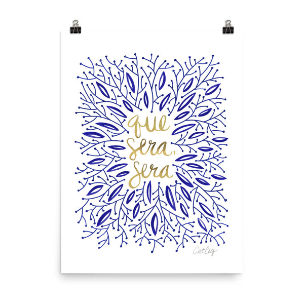 Whatever Will Be, Will Be – Illustrated Navy & Gold • Art Print