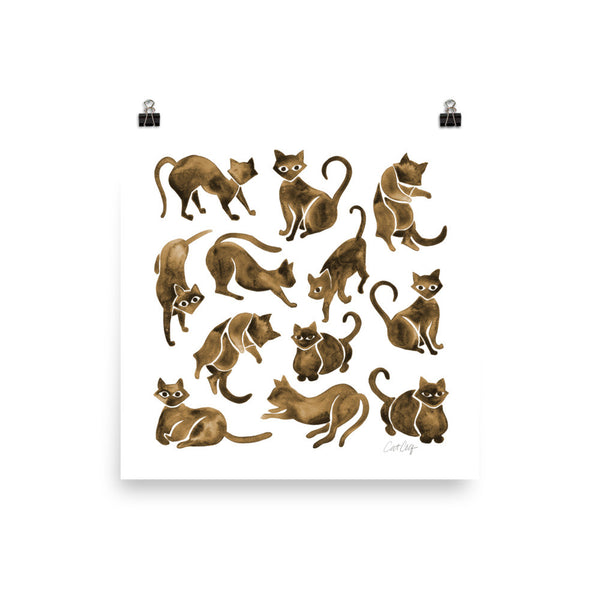 Cat Positions – Sepia Palette • Art Print
