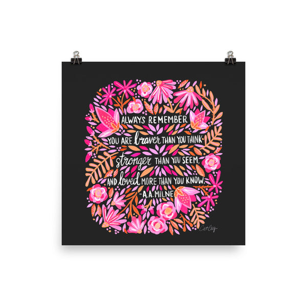 Always Remember – Pink on Charcoal • Art Print