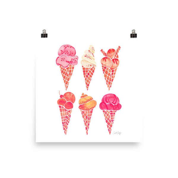 Ice Cream Cones – Peachy Pink Palette • Art Print
