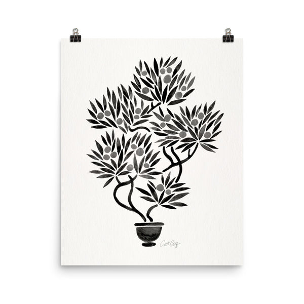Bonsai Fruit Tree – Black Palette • Art Print