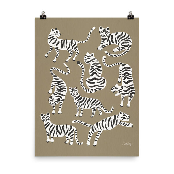 Tiger Collection - White on Taupe