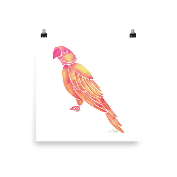 Perched Parrot – Pink Ombré Palette • Art Print