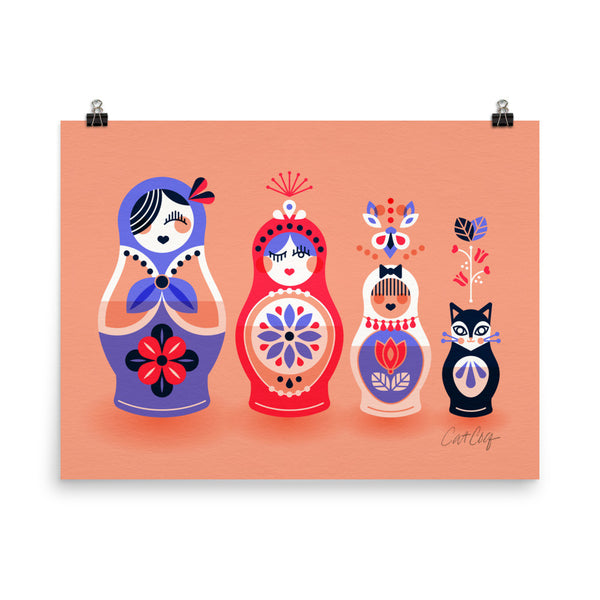 Russian Nesting Dolls – Blush and Lavender Palette • Art Print