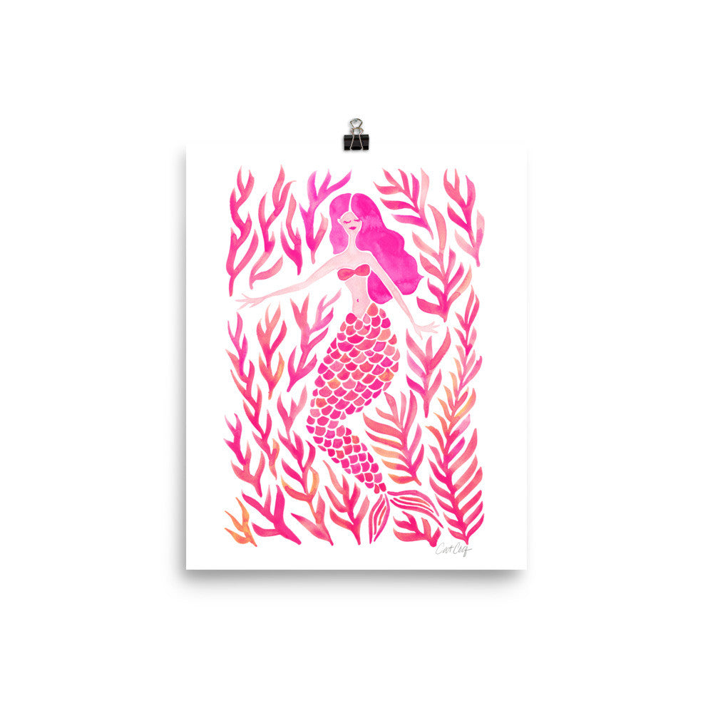 Kelp Forest Mermaid – Pink Palette • Art Print