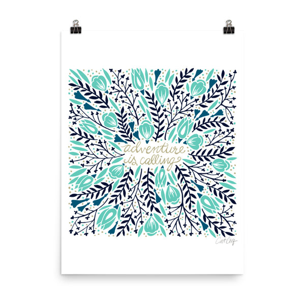 Adventure is Calling – Turquoise & Navy Palette • Art Print