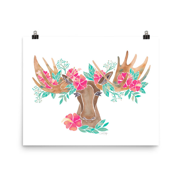 Floral Moose – Mint & Pink