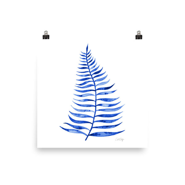 Palm Leaf – Navy Palette  •  Art Print