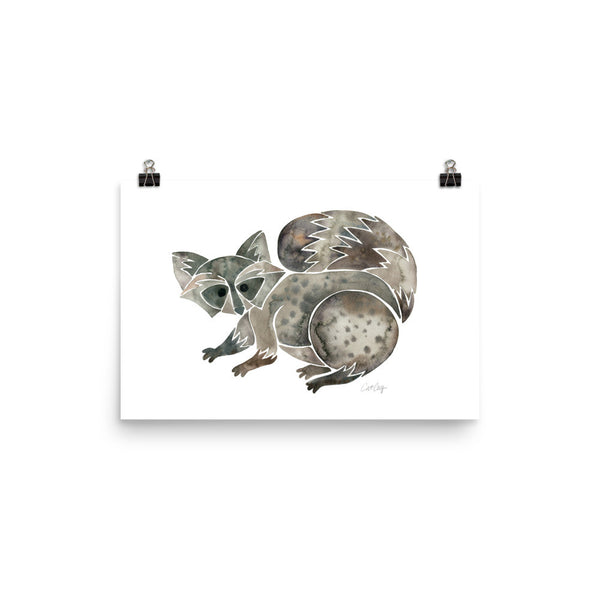 Raccoon – Warm Grey • Art Print